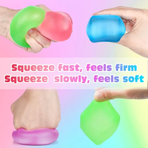 Vista 5 de Paquete de 4 Cubos Antiestrés, Pelotas Antiestrés con Forma de Cubo de Hielo de Elevación Lenta para Adultos y Niños, Juguete Sensorial Fidget