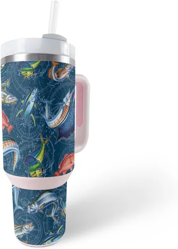 Vista 22 de MightySkins Skin - Vaso de vinilo compatible con Stanley The Quencher H2.0 FlowState de 40 onzas, diseño de rayas marineras, protectora, duradera