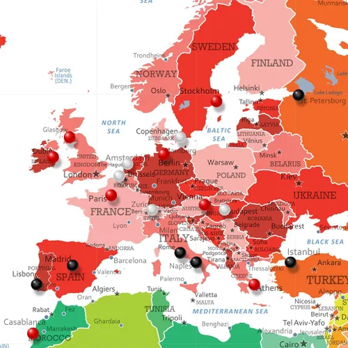 Vista 5 de Póster personalizado en lienzo enrollado con mapa del mundo, arte de pared grande de 24 x 36 pulgadas, póster de mapa del mundo colorido, decoración