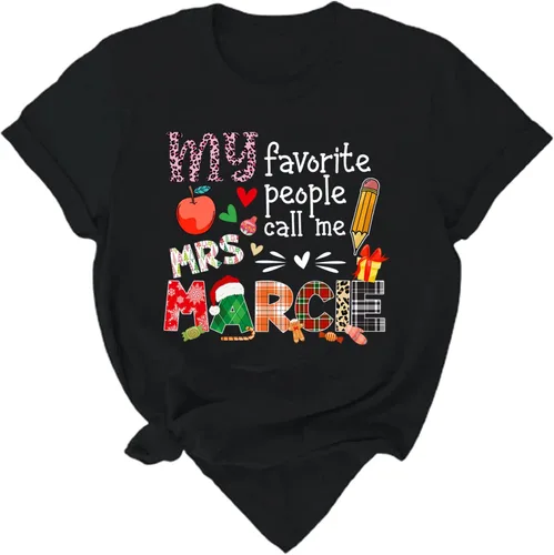 Vista 3 de Regalos de Navidad personalizados para profesores, My Favorite People Call Christmas Camisa con nombre personalizado, camiseta de enseñanza