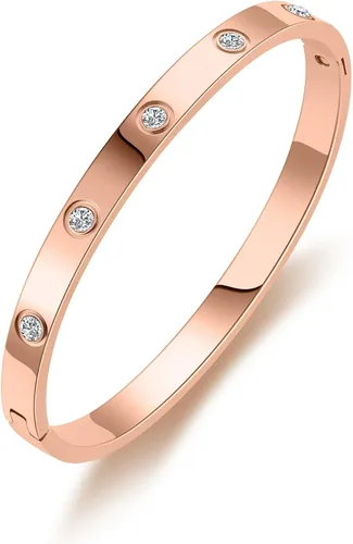 Vista 13 de PDWZNBA Pulseras de amistad de amor chapadas en oro de 18 quilates, brazalete de acero inoxidable de moda, regalo de joyería para mujer Cgold