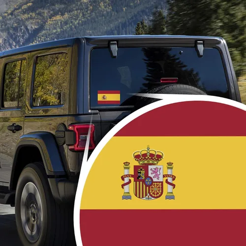 Vista 3 de Paquete de 2 calcomanías de bandera de España 5 x 3 pulgadas Vinilo de alta calidad PD538
