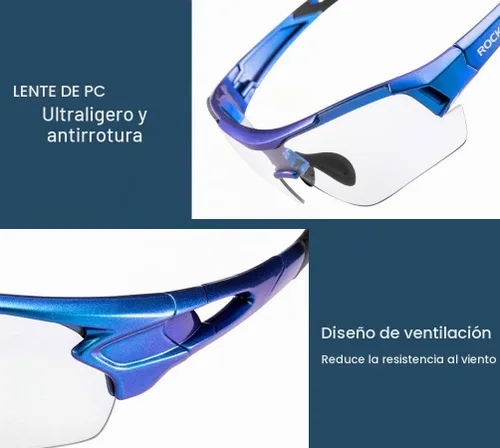 Vista 6 de ROCKBROS Gafas de sol deportivas fotocrómicas 0.78 oz Gafas de sol anti