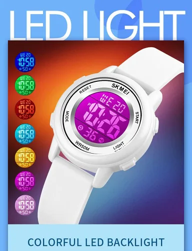 Vista 3 de MASTOP Moda LED Luz Digital Deporte Relojes Cronómetro Calendario Reloj 5Bar Impermeable Multifuncional Reloj de Pulsera