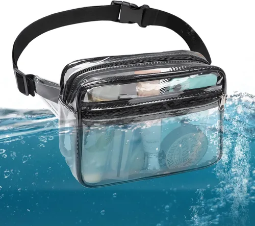 Vista 5 de Clear Fanny Pack Stadium Approved, Waterproof Fanny Pack for Women Men, Fashion Mini Belt Bag Transparent Waist Bag with Adjustable Strap for