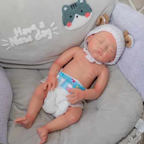 Vista 2 de Muñeca realista de bebé recién nacido de 19 pulgadas, 6.5 libras, platino líquido, de silicona, suave, de silicona, recién nacido, niña, realista