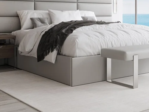 Vista 35 de VANT Cama de plataforma tapizada, tamaño Queen, color beige Boucle, marco de cama de fácil montaje, no necesita somier, base para un apoyo óptimo