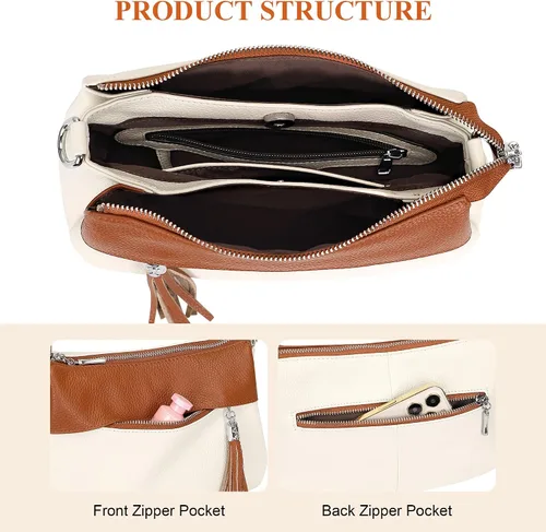 Vista 47 de Over Earth Genuine Leather Crossbody Bags for Women Small Hobo Handbags Shoulder Purses with 2 Detachable Straps