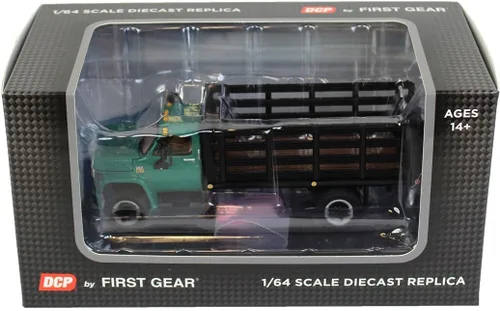 Vista 2 de First Gear Chevrolet C65 Stake Truck Verde y Negro 1/64 Diecast Modelo por DCP