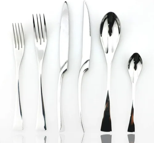 Vista 15 de JASHII Juego de cubiertos de acero inoxidable 18/10 de 20 piezas de plata pulida con espejo, cuchillo de cena, tenedor de ensalada, cuchara