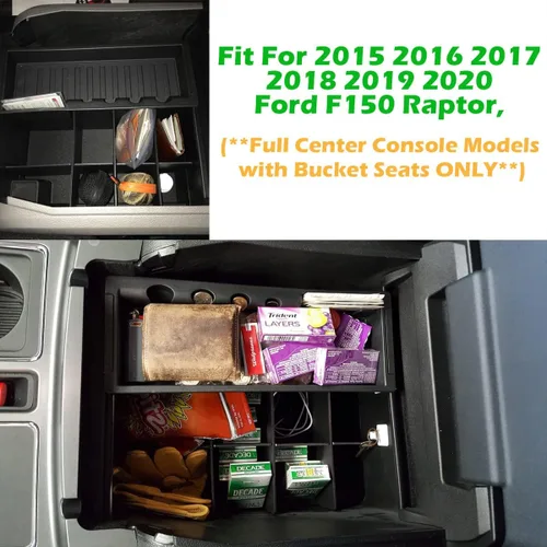 Vista 4 de EDBETOS Organizador de consola central, divisores de inserción compatibles con accesorios Ford F150 2015 2016-2019 2020 F-150 reposabrazos
