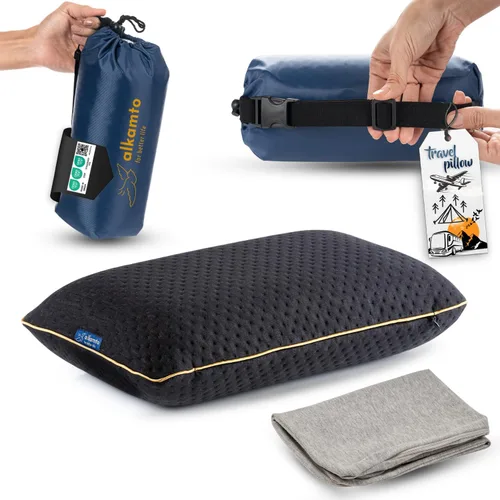 Vista 15 de alkamto Almohada de espuma viscoelástica de 27.5 x 18 pulgadas, almohada ergonómica de apoyo para el cuello, certificada Oeko-Tex, funda