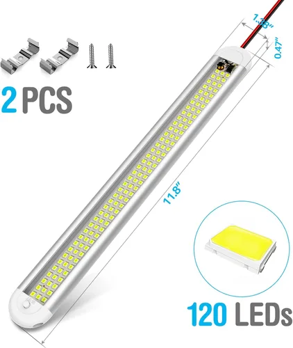 Vista 7 de CT CAPETRONIX - Barra de luz interior LED de 12 V, 120 LED, 1500 lúmenes, 8 W, CC, 12 voltios, con interruptor de encendido/apagado, para remolque