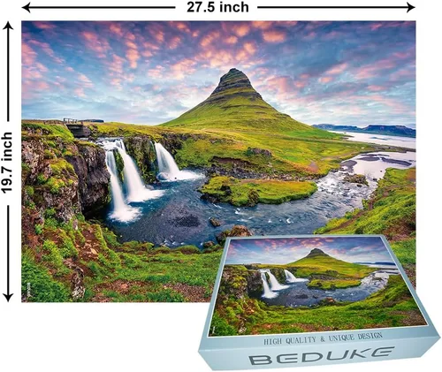 Vista 2 de Rompecabezas para adultos de 1000 piezas Islandia, grueso, resistente, rompecabezas de 1000 piezas entrelazado preciso para mayores de 14 años