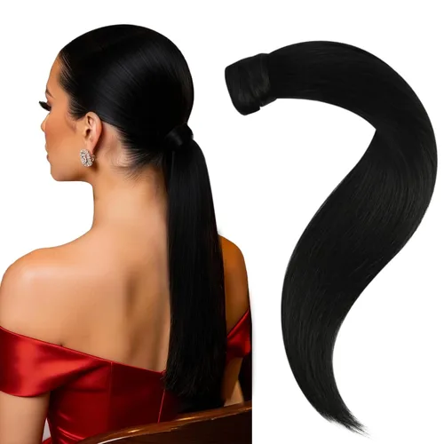 Vista 56 de Easyouth Extensión de cabello humano rubio con cola de caballo, extensiones de cabello humano rubio dorado con reflejos rubios, extensiones