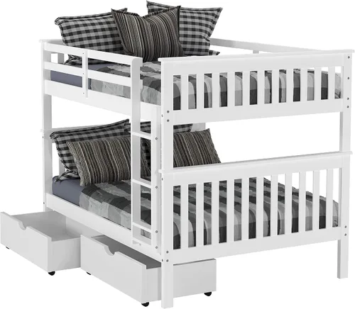 Vista 10 de Donco Kids 120-3-TTWH_505-W - Litera estilo misión con dos cajones debajo de la cama Capuchino oscuro