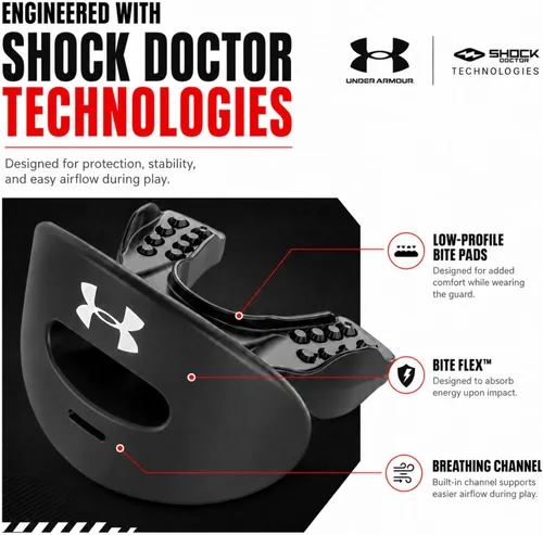 Vista 5 de Under Armour Air - Protector labial para fútbol, protección bucal completa, compatible con brákets, ajuste instantáneo