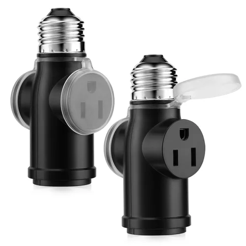 Vista 8 de Onite Adaptador de toma de corriente, convertidor E26 a enchufe con PBT ignífugo, divisor polarizado multifuncional para uso en interiores