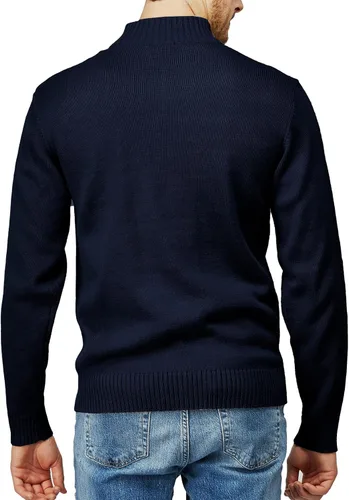 Vista 4 de H2H Suéter de cuarto cremallera para hombre, estilo casual, ajustado, polo Kmoswl021-azul marino
