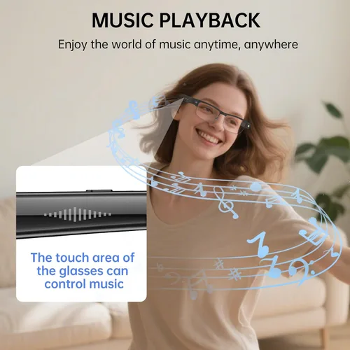 Vista 7 de Lentes inteligentes Bluetooth con cámara HD, grabación de video 1080P, voz AI, chatgpt, audio de oído abierto, música, llamadas, micrófono ANC