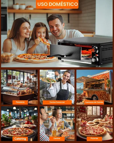 Vista 8 de PYY Horno de pizza de 12 pulgadas, para encimera, para interiores, máquina eléctrica para hacer pizza para el hogar, con temporizador, acero