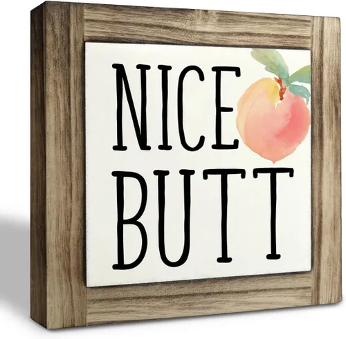 Vista 14 de Divertida Placa de Madera para Baño, So Fresh So Clean, Placas de Madera Box Decoración de Escritorio 5.9×5.9×0.7 pulgadas, Letreros Pequeños