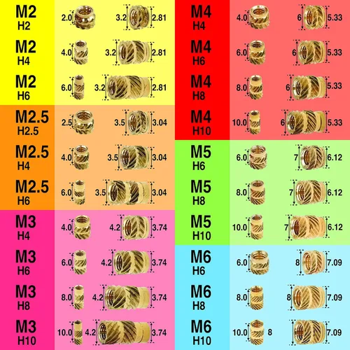Vista 7 de EEEEE M2 M2.5 M3 M4 M5 M6 (350 piezas) Kit de surtido de insertos roscados métricos para plástico, inserto de tuerca moleteada de ajuste térmico