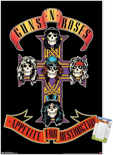 Vista 10 de Trends International Guns N' Roses - Póster de pared con cruz, 14.725 x 22.375 pulgadas, versión con marco de madera tipo granero Versión enmarcada