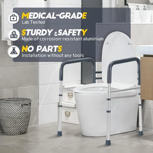 Vista 5 de Lianjindun Barras de seguridad para inodoro, asas de baño plegables y portátiles para ancianos, personas mayores, discapacitados y minusválidos