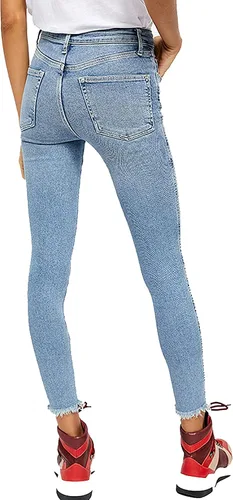 Vista 4 de Free People Dobladillo deshilachado Flaco Jegging Havanna Blue High Rise, Havanna Azul