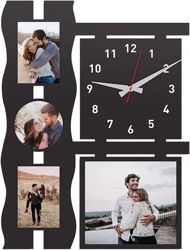 Vista 10 de Marco de fotos para parejas, reloj de pared personalizado con nombre de foto, sala de estar, dormitorio, collage para colgar en la pared, foto