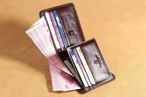 Vista 6 de MANBANG - Cartera de piel de vacuno con capacidad extra para hombre