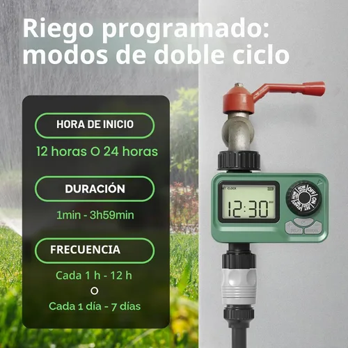 Vista 3 de BN LINK - Temporizador de agua para exteriores para manguera de jardín, temporizador programable de rociadores Hose Timer with Rain Delay, Manual