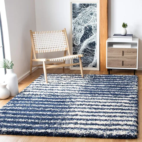 Vista 12 de SAFAVIEH Hudson Shag Collection - Alfombra para pasillo, 2 pies 3 pulgadas x 8 pies, color gris y marfil, diseño abstracto moderno, no desprende