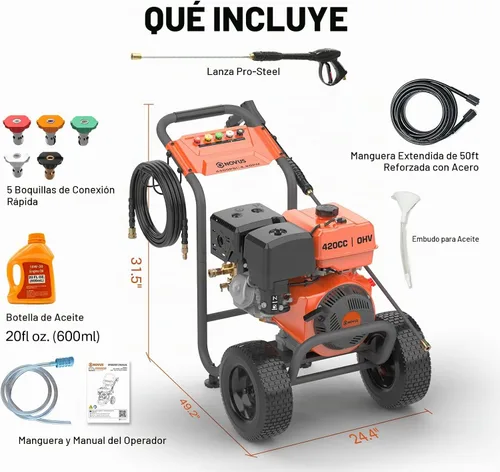 Vista 6 de NOVUS Lavadora a presión de gas 420CC 4400 PSI 4.2 GPM Lavadora eléctrica