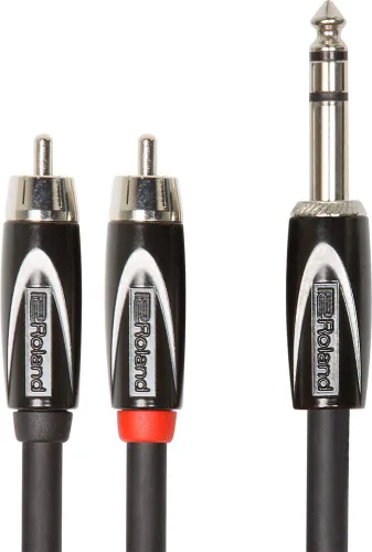 Vista 2 de Roland Black Series - Cable de inserción/divisor TRS macho de 1/4 pulgadas a RCA dual, 5 pies (RCC-5-TR2RV2)