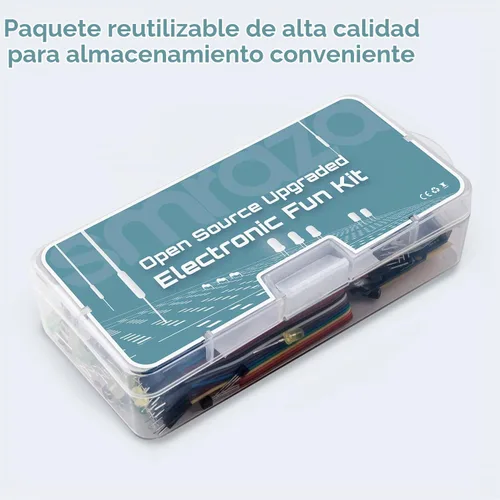 Vista 4 de Kit básico de inicio Smraza con tablero de pruebas, fuente de alimentación, cables de puente, resistencias, LED, compatible con Arduino R3