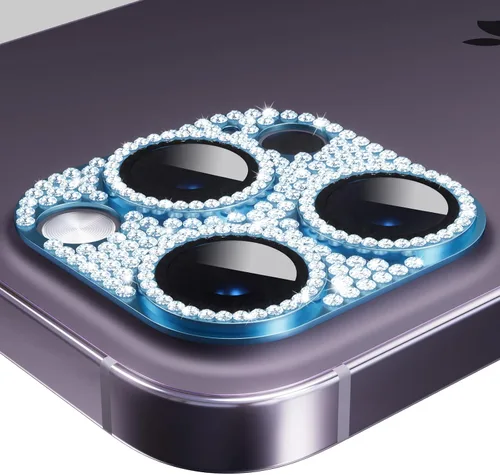 Vista 8 de AKABEILA Compatible con cámara iPhone 11 Pro Max/11 Pro, protector de lente con diamantes de imitación, protección de vidrio templado 9H, Negro