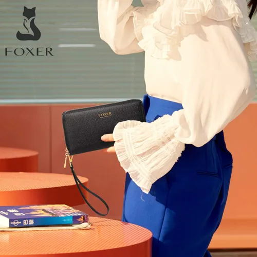 Vista 7 de Carteras de cuero para mujer, cuero genuino RFID bloqueo caja de regalo embalaje