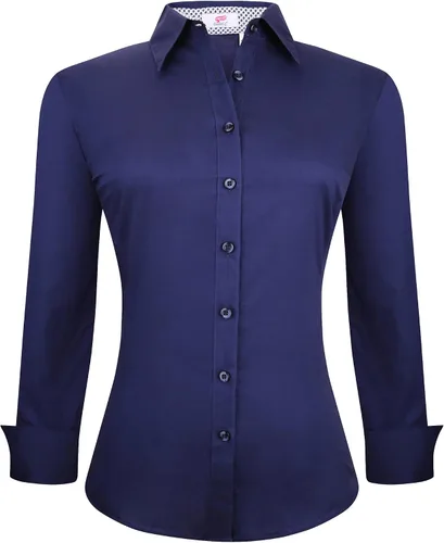 Vista 22 de Esabel.C - Camisa de trabajo con botones de manga larga para mujer, elástica, corte regular