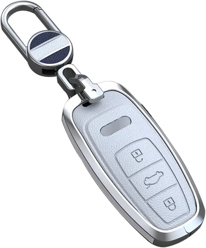 Vista 11 de ontto Funda de cuero para llavero con control remoto, protección completa para Audi A4 Q7 Q5 TT A3 A6 (negro, tipo A)