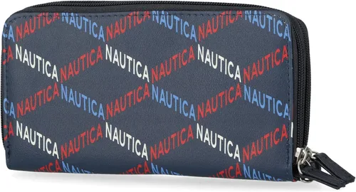 Vista 4 de Nautica On The Double Zip Around - Cartera de embrague de piel vegana para mujer con correa de muñeca, En las olas, Pequeña