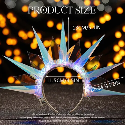 Vista 4 de CAKURE Diadema iluminada con luces LED para Año Nuevo, diademas brillantes para el cabello, club nocturno, fiesta, concierto, actuación, accesorios