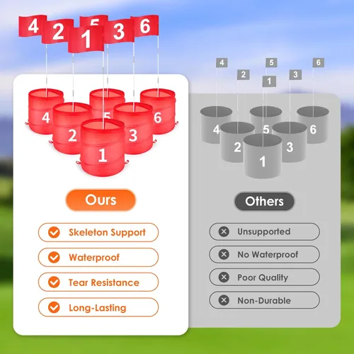 Vista 8 de Juego de cubo de golf al aire libre, juguetes de práctica de golf para familia, adultos y niños, campo de golf portátil para patio trasero, césped