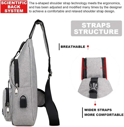 Vista 5 de Peicees Mochila de hombro con puerto de carga USB