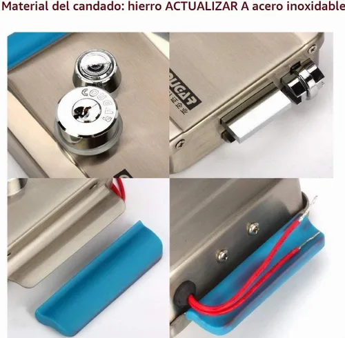 Vista 3 de Cerradura electrónica eléctrica para puerta, 6 llaves punteadas computarizadas, CC de 12 V, acero inoxidable, E-lock, soporte de puerta de metal