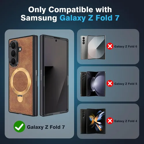 Vista 8 de Fingic - Funda para Samsung Galaxy Z Fold 7 compatible con Magsafe Kickstand Strong Magnetic with Built-in Invisible Stand Shockproof Protective