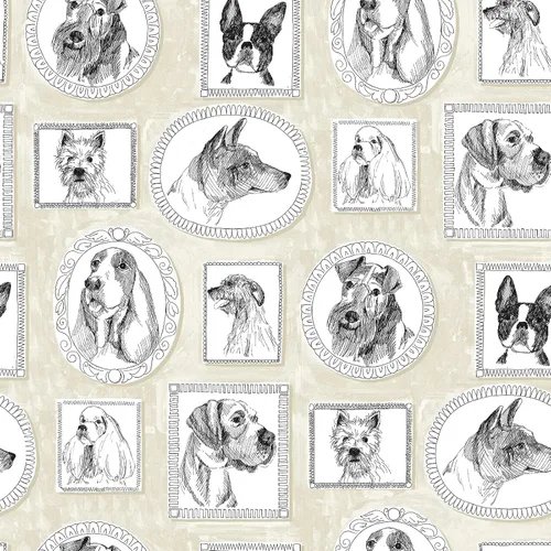 Vista 11 de Surface Style Papel tapiz autoadhesivo con diseño de garabatos de perro, negro/blanco
