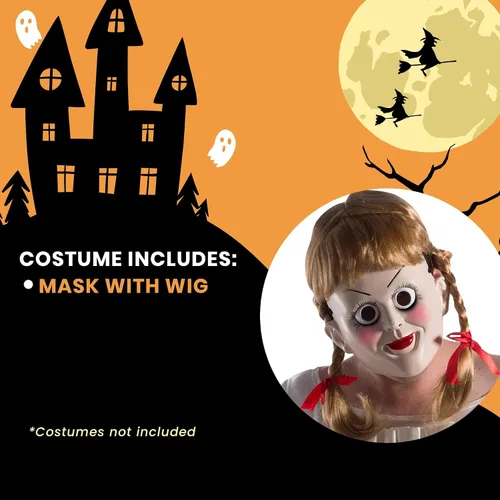 Vista 4 de Rubie's Annabelle: Máscara de creación con peluca para adultos, disfraz de adulto, como se muestra, talla única
