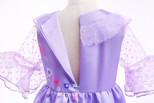 Vista 4 de Vestido de disfraz de princesa para niñas con clip morado clip de flores para el cabello accesorios de cosplay para Halloween